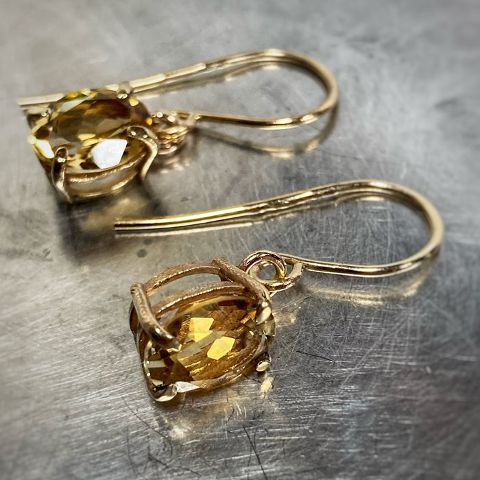 Citrine and gold drop earrings