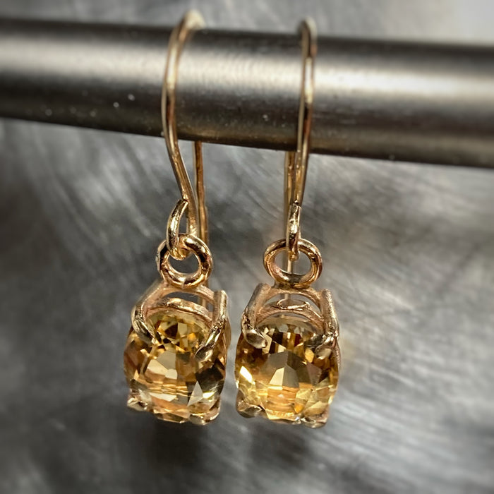 Citrine and gold drop earrings