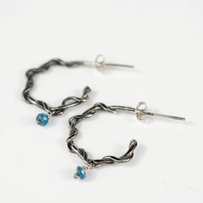 Apatite and silver twist hoops