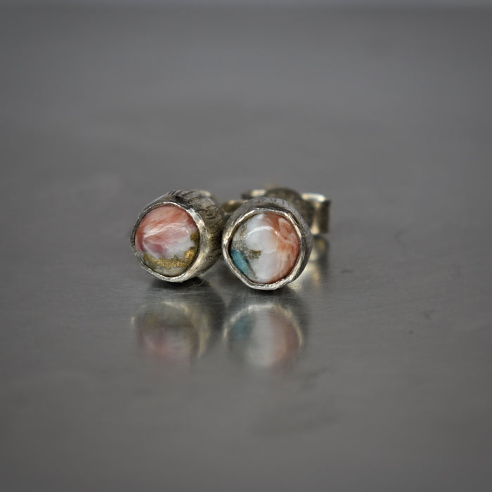Tiny turquoise and silver studs