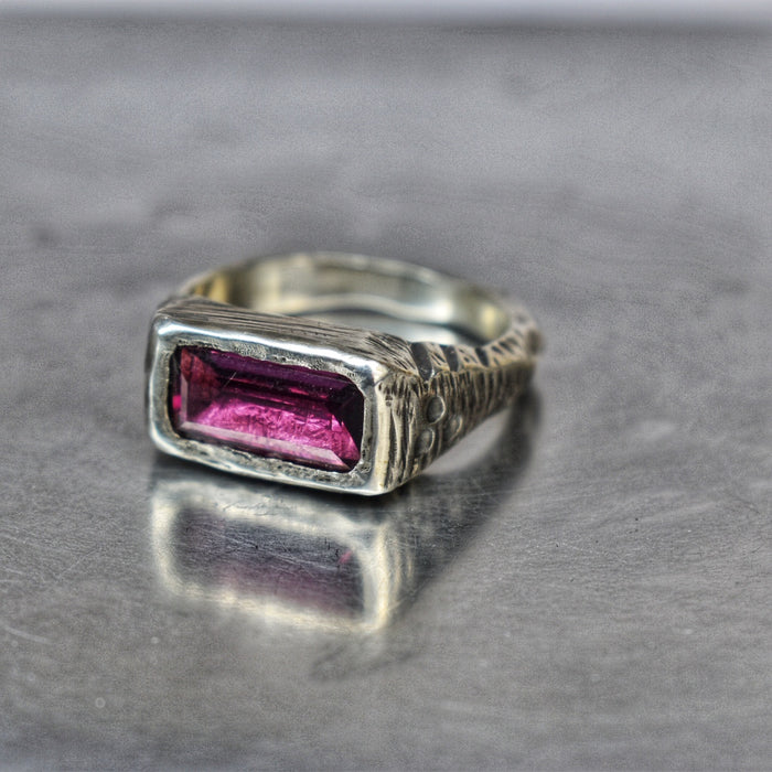 Rhodolite garnet and sterling ring