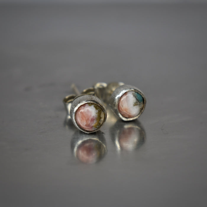 Tiny turquoise and silver studs