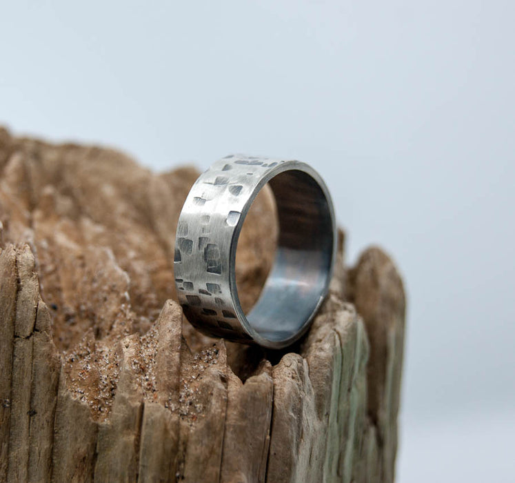 Dimpled texture silver band