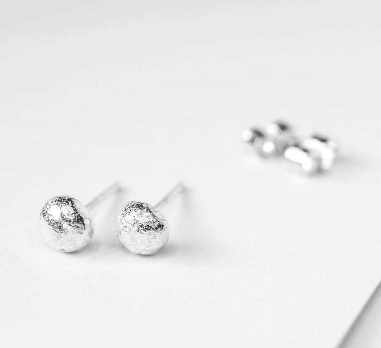 Silver Nugget ear studs