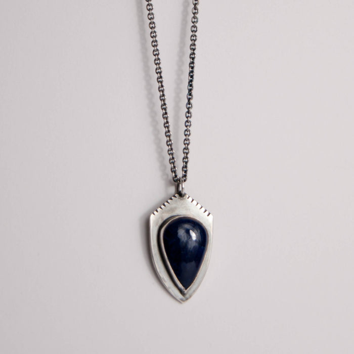 Shield pendant with sodalite