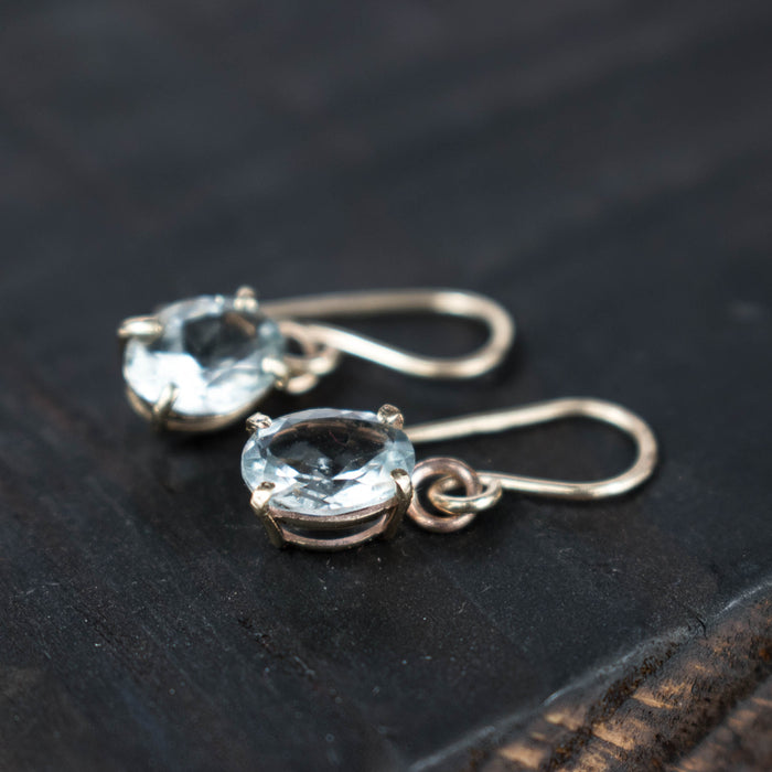 Aqua marine and 9ct gold drop earrings