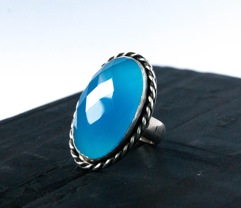 Blue chalcedony statement ring