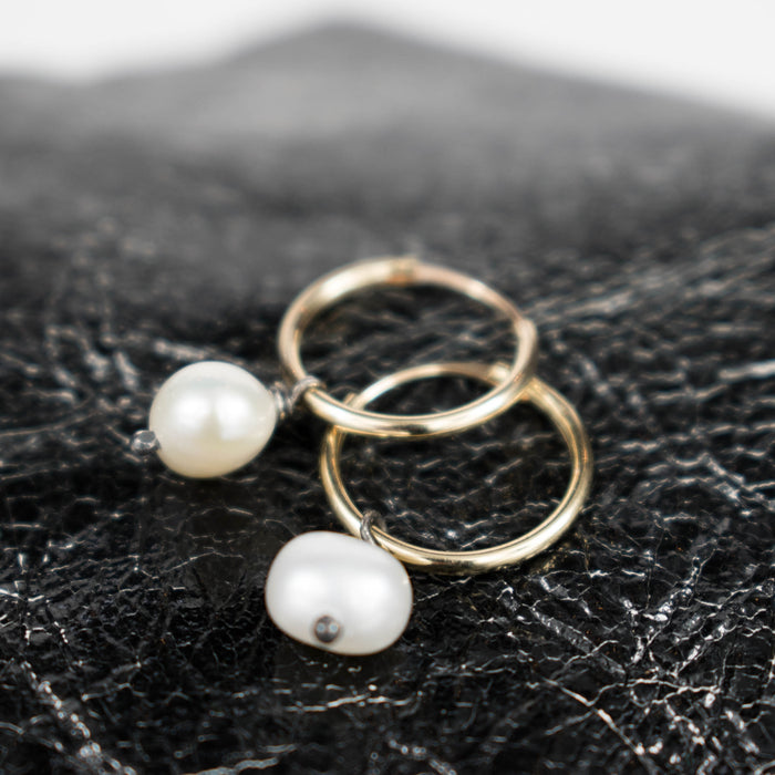 Gold hoops with pearls ( small )