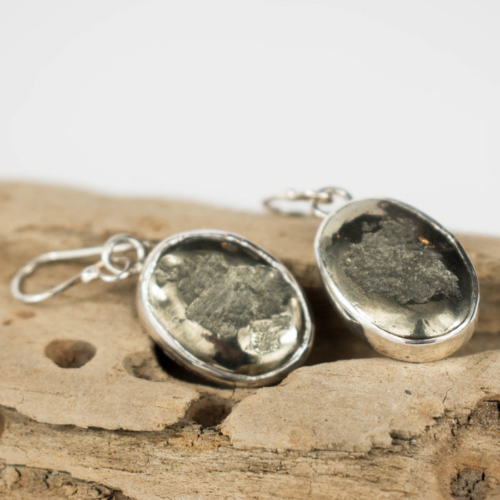Pyrite oval earrings