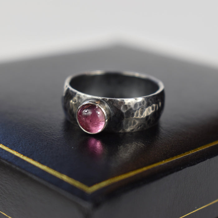 Pink tourmaline domed ring