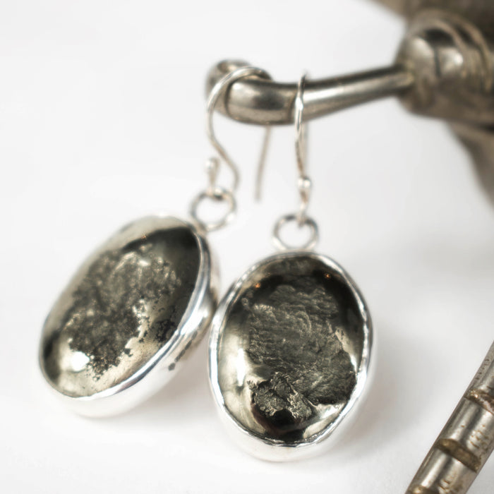 Pyrite oval earrings