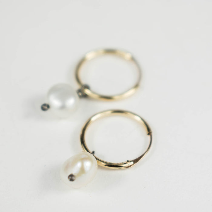 Gold hoops with pearls ( small )