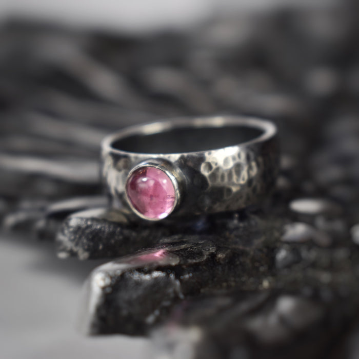 Pink tourmaline domed ring