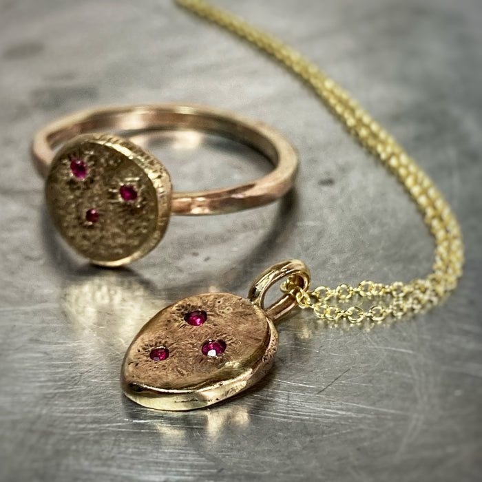 Gold and ruby ‘Strawberry’ pendant