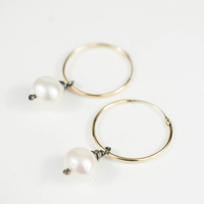 Gold hoops with pearls ( large )
