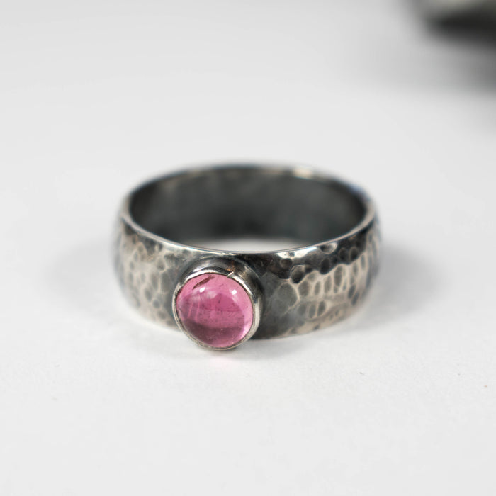 Pink tourmaline domed ring